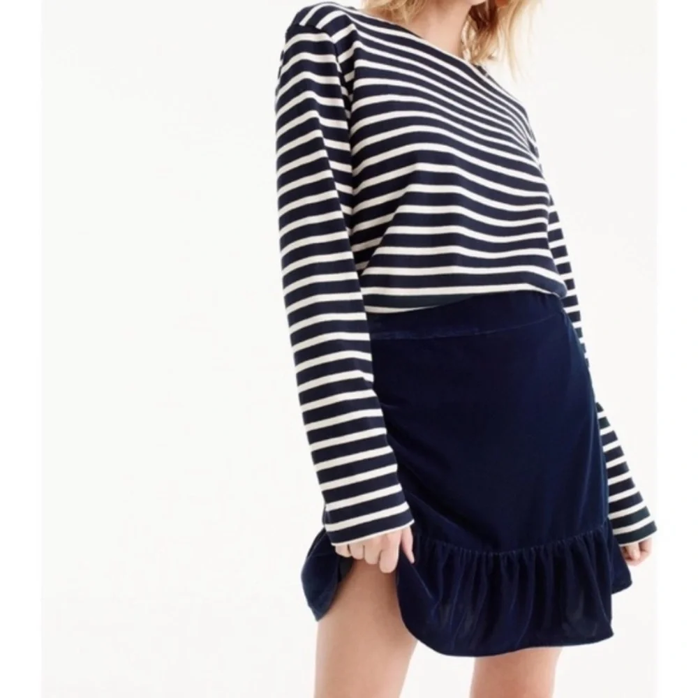 JCrew navy velvet peplum mini skirt with pockets